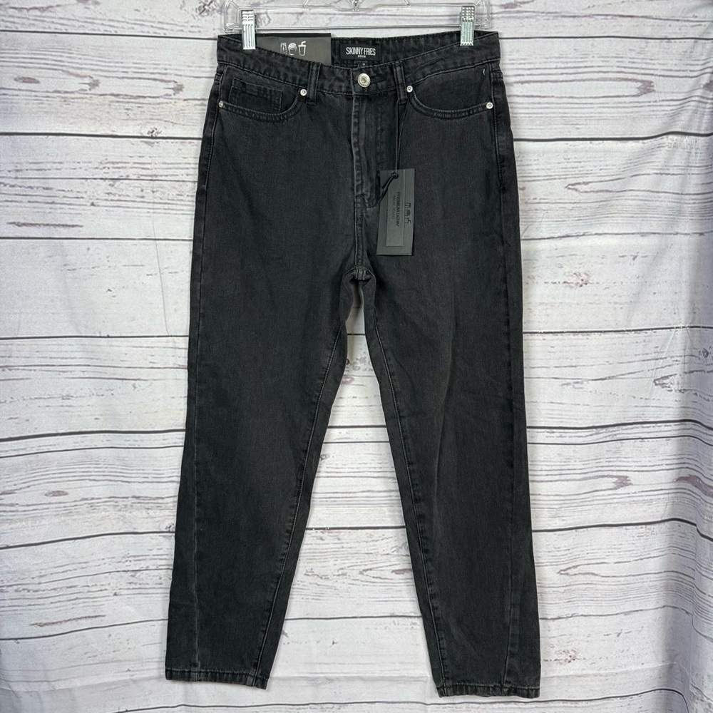Skinny Fries Women’s Mom Jeans Black Wash Denim Size 9